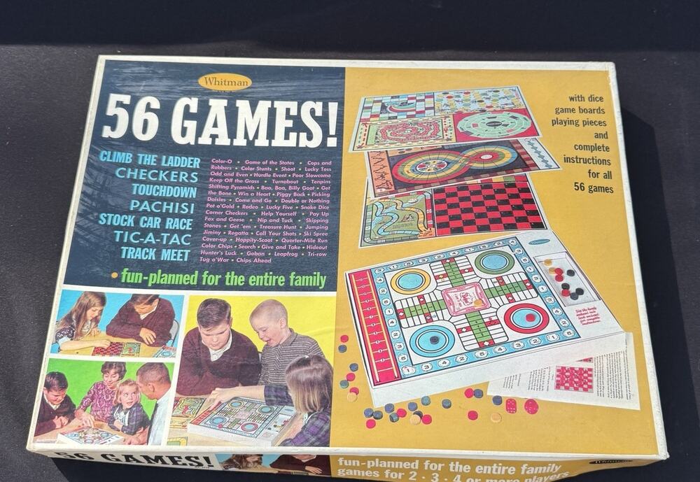 Vintage Whitman 56 Game Multigame Set Mid Century 1970’s Gamesboard